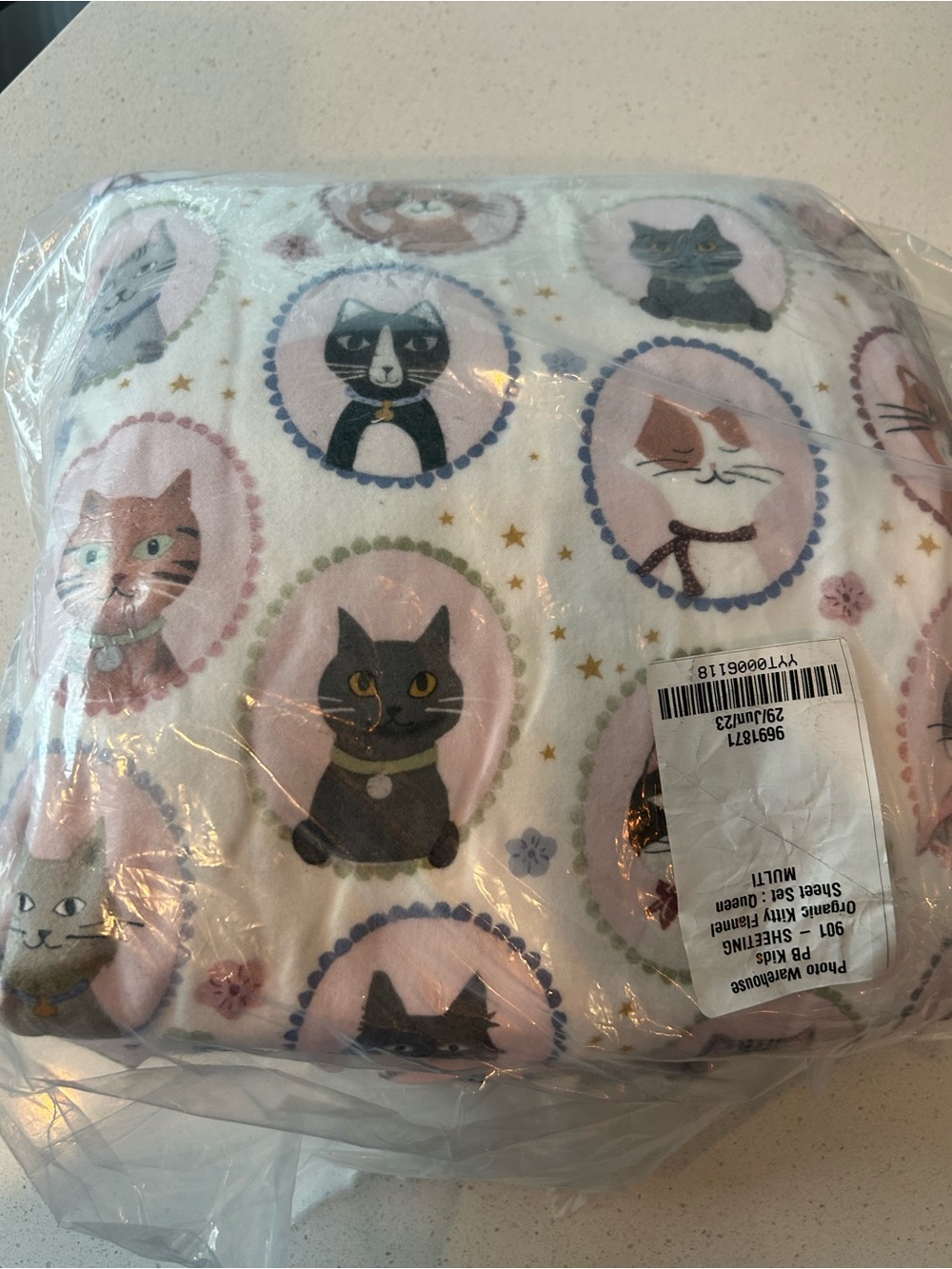 Pottery Barn Kitty Cat Flannel Sheet Set Queen NWOT - Picture 2 of 4